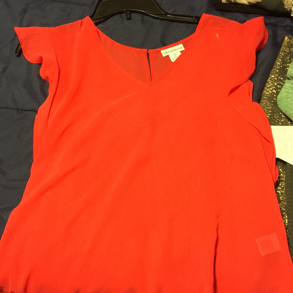 Coral sheer top with matching cami